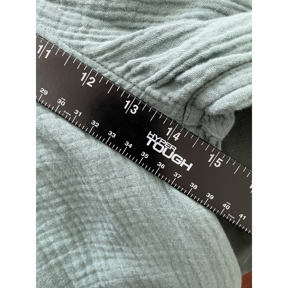 Entro Pants Sage Green L Cotton Gauze Balloon Cargo Boho Lagenlook Elastic Waist - Picture 9 of 11